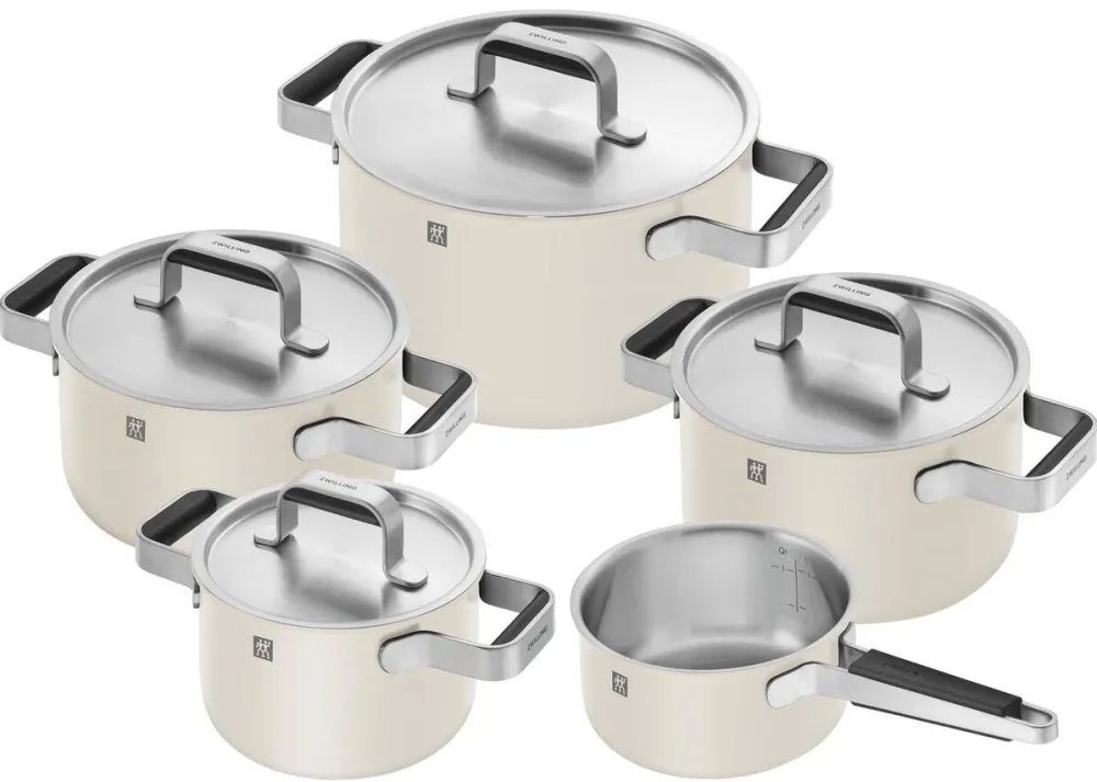 ZWILLING Set 5 oale ZWILLING Pure, inox, exterior ceramic, 16x20x24cm, culoare ivoire
