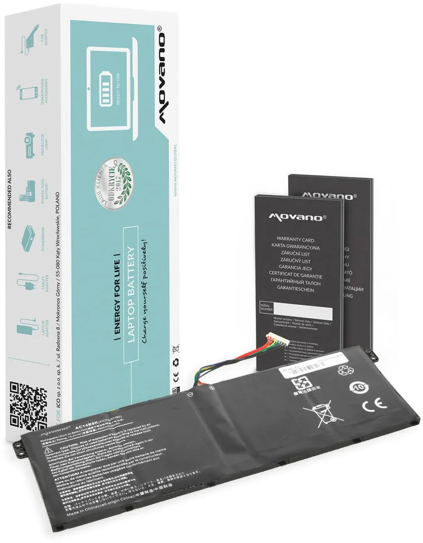 Acumulator Laptop Movano 3600mAh 15.2V, set cu manual si card de garantie