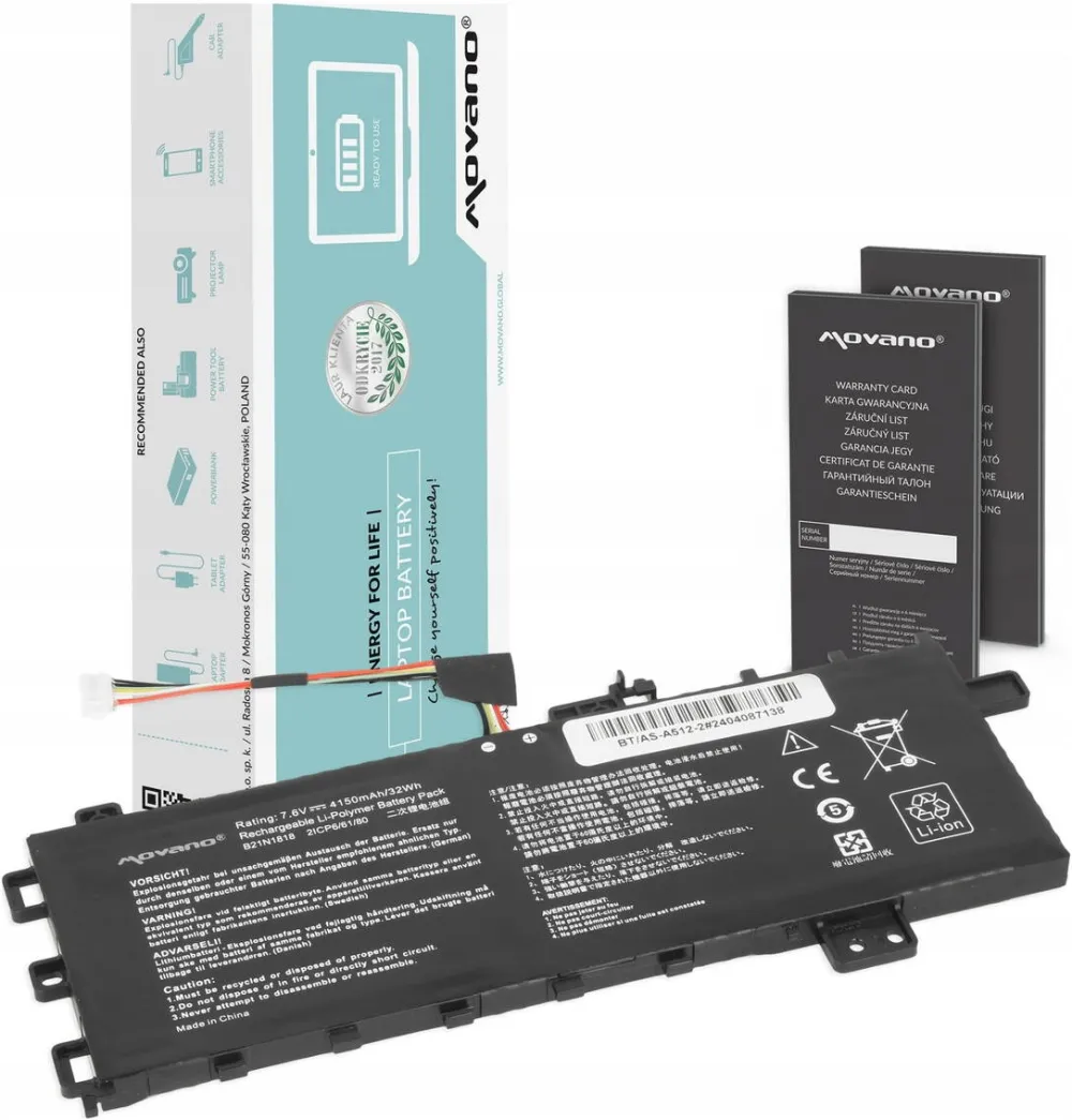 Acumulator Laptop Movano pentru Asus Vivobook 17 D712 S712 X712, 4150 mAh, 7.6V, 2 celule