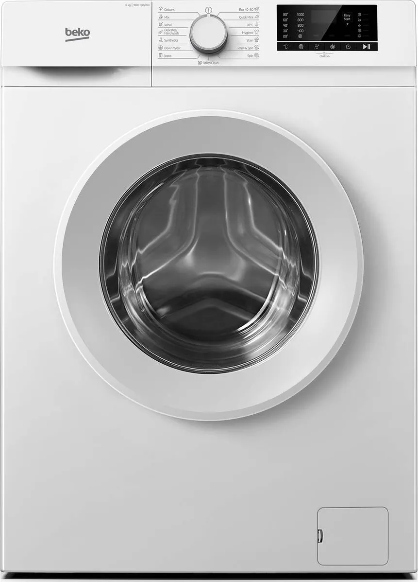 BEKO Masina de spalat rufe B1WFK2604WEE, 6 kg, 1000 RPM, Clasa D, Digital Display, 15 programe, Child Lock, AquaWave, Alb