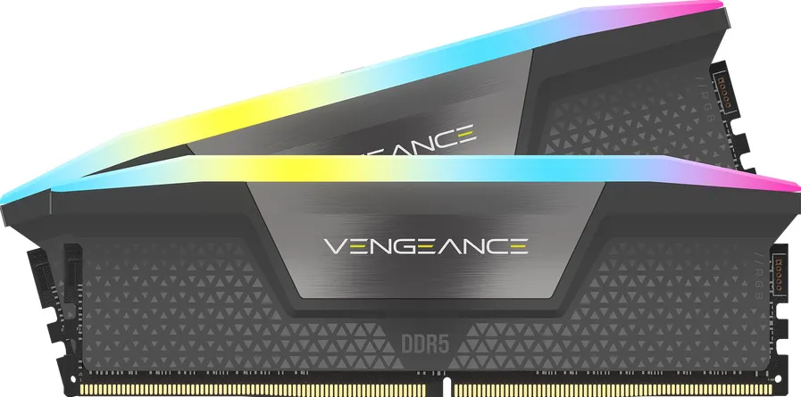 Memorie RAM Corsair DDR5, 64GB, KIT 2x32GB, 5600 MT/s, CL40, 1.25V, Gri, RGB, Vengeance