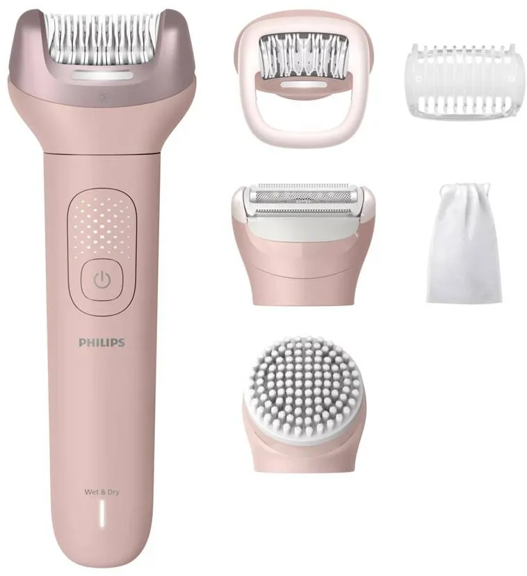 Philips Epilator BRE718/00 Seria 9000 cu ProGuide 360° pentru epilare precisa, pensete ceramice, perie exfoliere corp, cap ras, pieptene tuns+ alte accesorii, lumina LED, autonomie 60 min