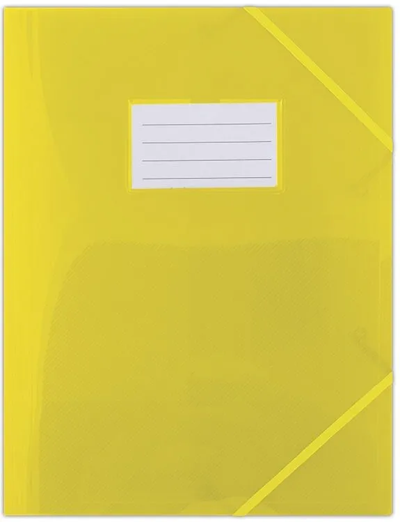 DONAU Mapa plastic cu elastic pe colturi, cu eticheta, 480 microni, DONAU - galben transparent