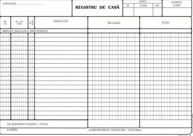 Formulare tipizate Registru casa autocopiativ, format A4, 50 set/ carnet