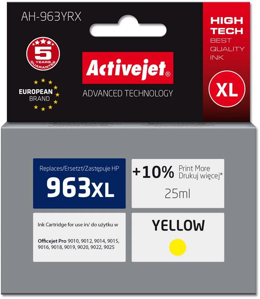 Cartus Imprimanta ACTIVEJET Activejet AH-963YRX Ink (replacement for HP 963XL 3JA29AE; Premium; 1760 pages; 25 ml, yellow)