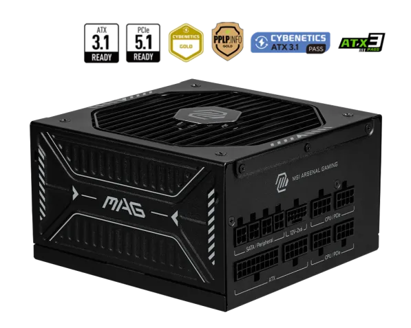 Sursa PC MSI MAG A850GLS PCIE5, 850 W, ATX, 80+ Gold, PCIe 5.1, Full Modulara, Negru
