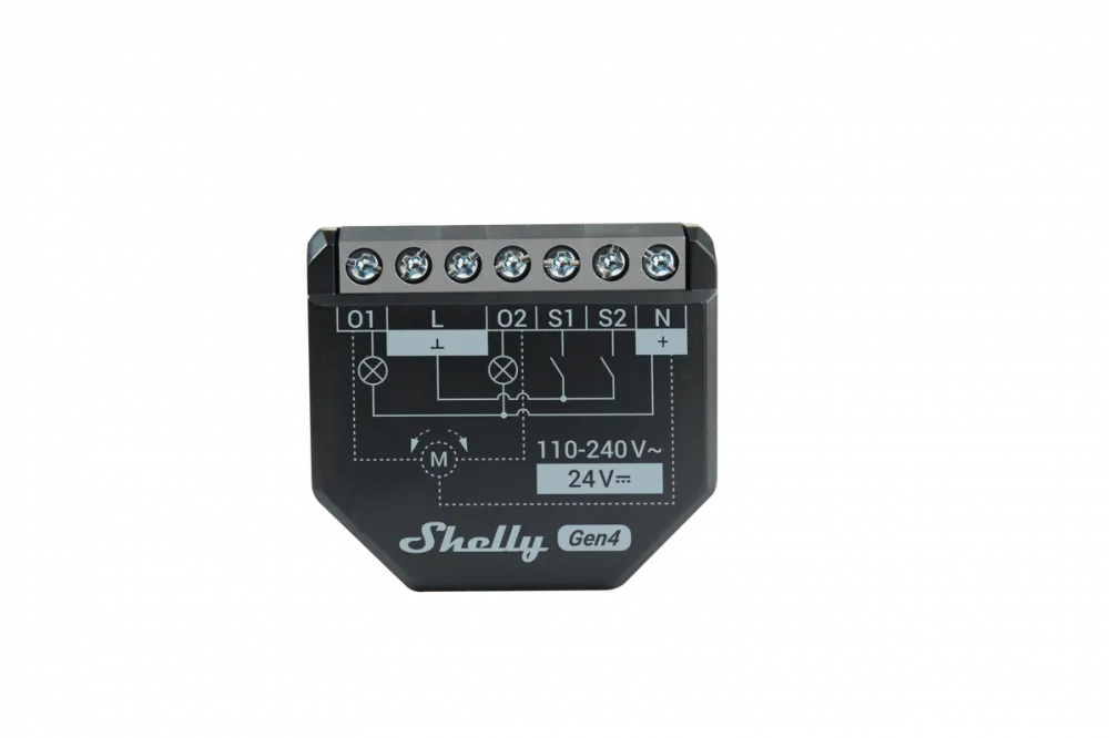 Shelly 2PM Gen4 - relay switch 2x 10A, power metering (WiFi, Bluetooth, Zigbee, Matter), Home Assistant compatible