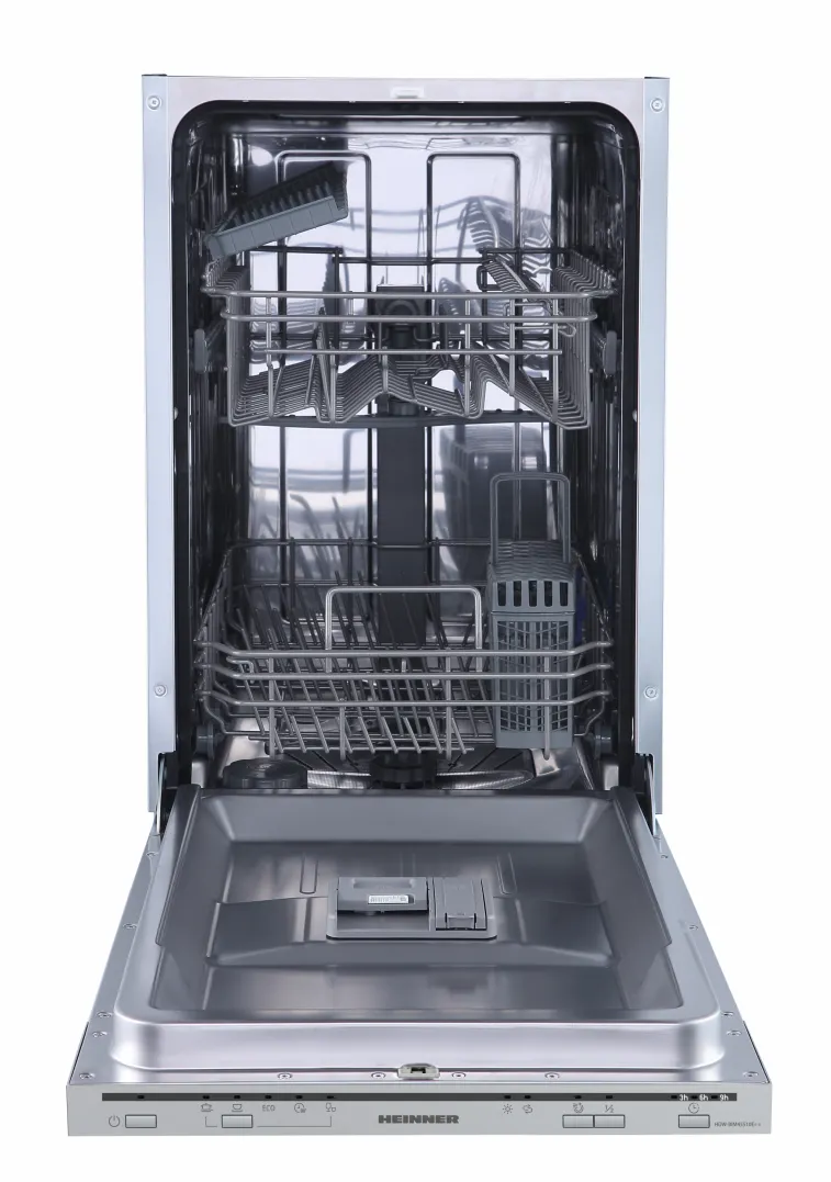 HEINNER Masina de spalat vase incorporabila HDW-BIM45510E++, 10 seturi, 5 programe, Control mecanic,Aquastop, Clasa E, 45 cm
