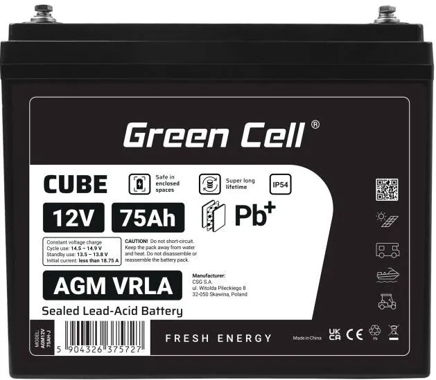 Green Cell Baterie AGM VRLA 12V 75Ah IP54