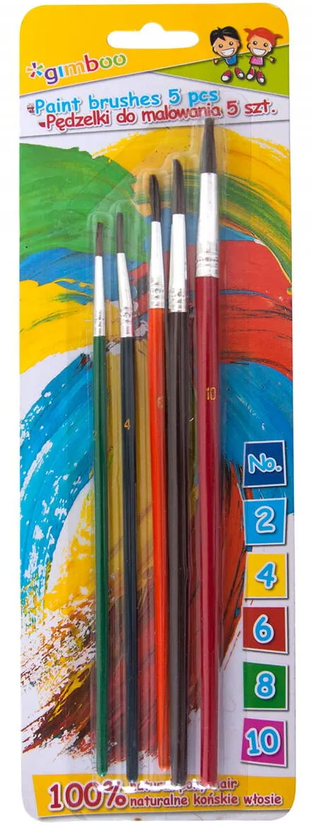 GIMBOO Set 5 pensule (nr.2-4-6-8-10), GIMBOO - culori asortate