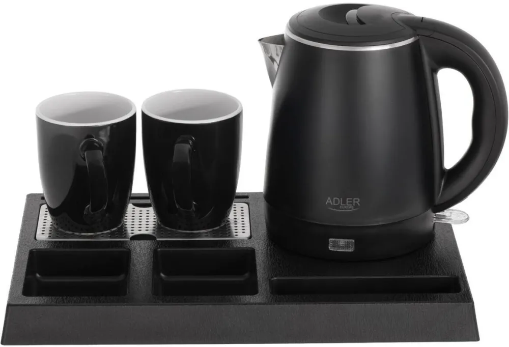 Adler Set Fierbator electric Adler AD 1387 Capacitate 1L Tava si 2 Cani Ceramice 1300W Negru