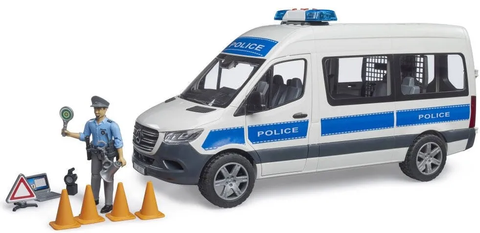 Masina BRUDER Masina de politie Bruder - Sprinter Mercedes Benz, cu politist, 1:16