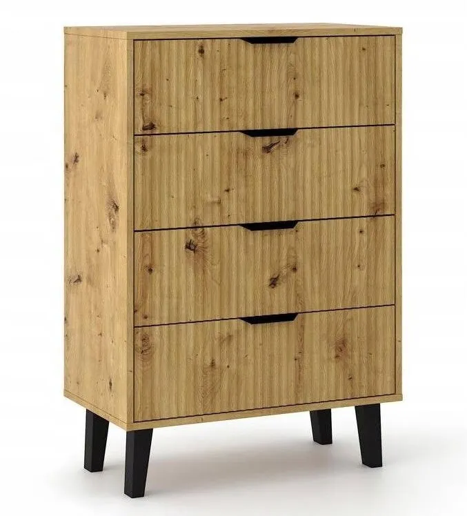 TOP E SHOP SCANDI 4S SLIM OAK ARTISAN CHEST OF DRAWERS