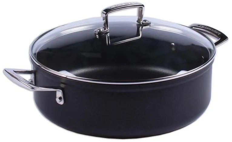 Le Creuset Tigaie antiaderenta cu capac de sticla 51113280010500, 28 cm, negru