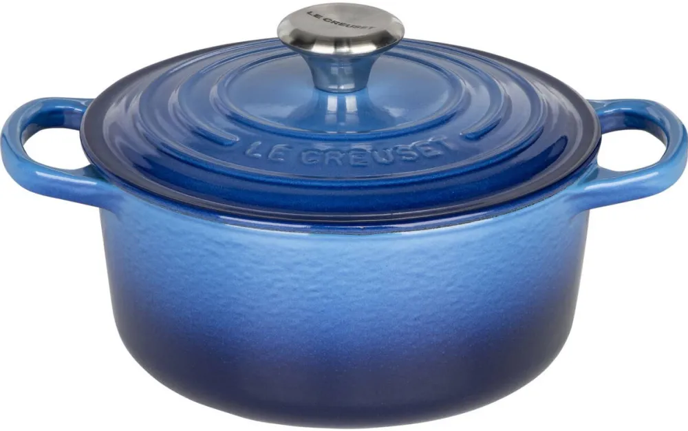 Le Creuset Oala Signature Brater rotunda,18 cm, albastra