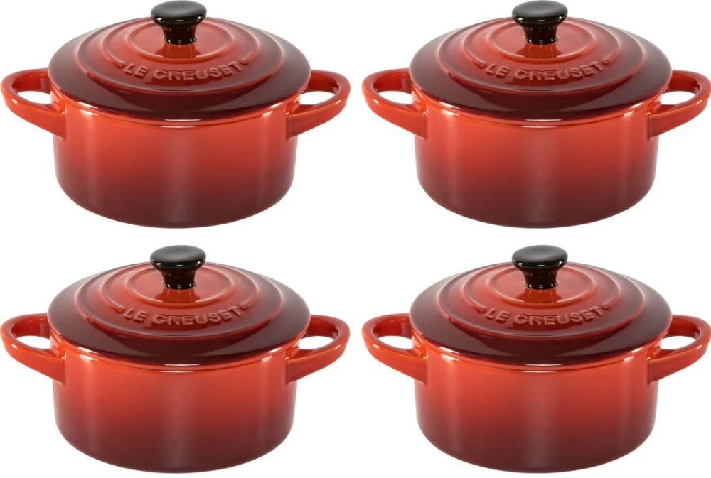 Le Creuset Set de 4 caserole mici din gresie, vulcan, 10x5cm.