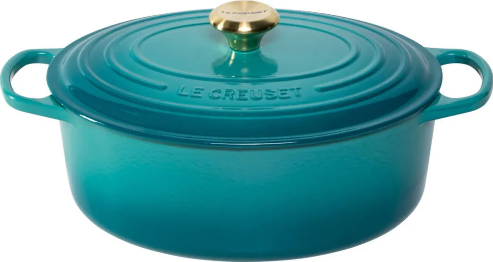 Le Creuset Tava ovala Signature pentru copt, 31 cm, Bleu Riviera