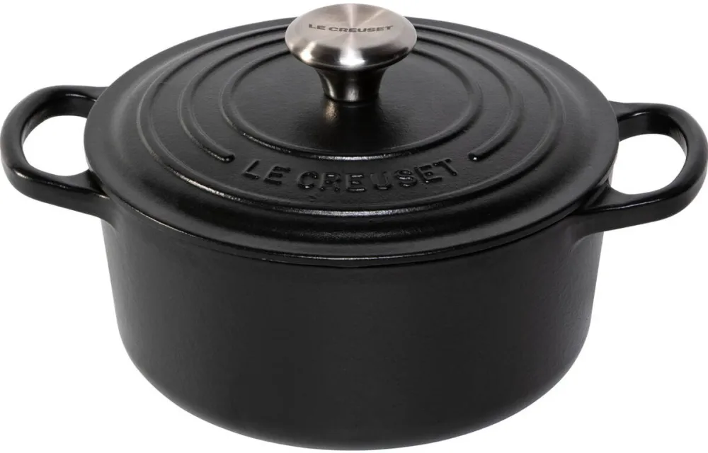 Le Creuset Oala Signature, rotunda, 18 cm, neagra mata