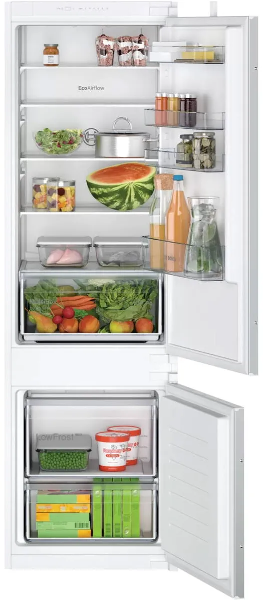 BOSCH Combina frigorifica Incorporabila KIV87NSE0, 270 l, Low Frost, EcoAirflow, Iluminare LED, Clasa E, H 177.5 cm