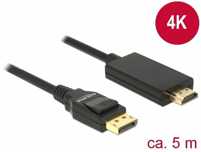 DELOCK Cablu Displayport 1.2 tata - High Speed HDMI-A tata pasiv 4K, 2m; negru