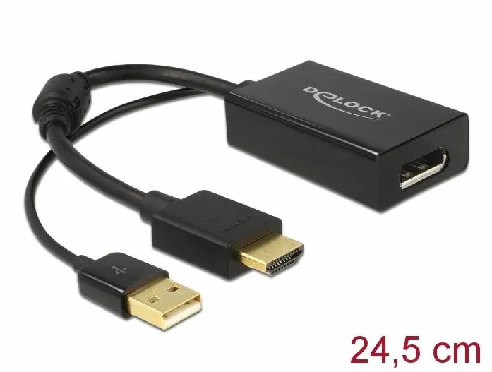 Adaptor DELOCK 62667, HDMI-A tata > DisplayPort 1.2 mama negru