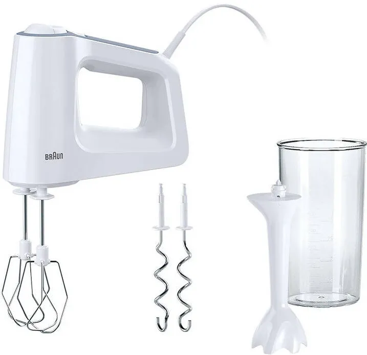 BRAUN Mixer de mana HM3105WH, 500W, 0.6L, Alb/Gri
