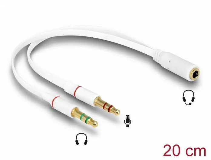 Adaptor DELOCK Headset Adapter 1 x 3.5 mm 4 pin Stereo jack female > 2 x 3.5 mm 3 pin Stereo jack male (iPhone)