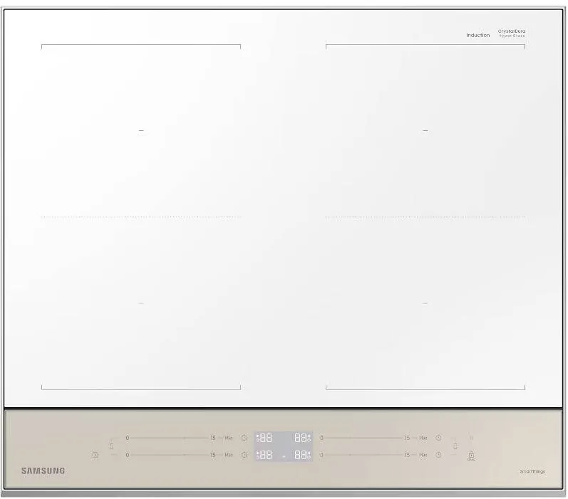 Plita Samsung incorporabila NZ64B5067YY/U2, Bespoke, 4 zone de gatit, Dual Flex Zone, 60 cm, Alb/Bej