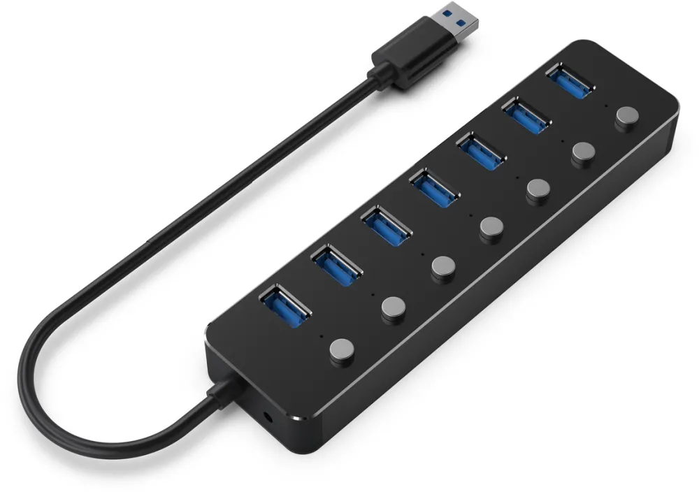 Hub USB Gembird UHB-U3P7P-01  7-port USB 3.1 (Gen 1) with switches, black