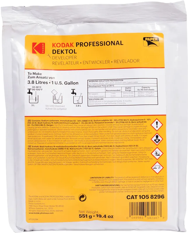 KODAK Kodak Professional Dektol Paper Developer Powder To Make 3.8L