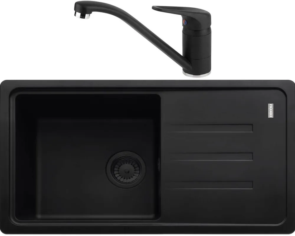 Franke Pachet chiuveta bucatarie fragranite Franke BSG 611-78 S, 780x435 mm + Baterie Novara Plus, Negru