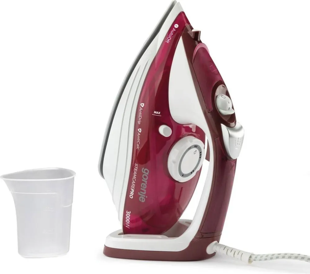 GORENJE SIH3000RBC Steam Iron, Ceramic soleplate, Water tank 0,35 L, Continuous steam 40 g/min, Red