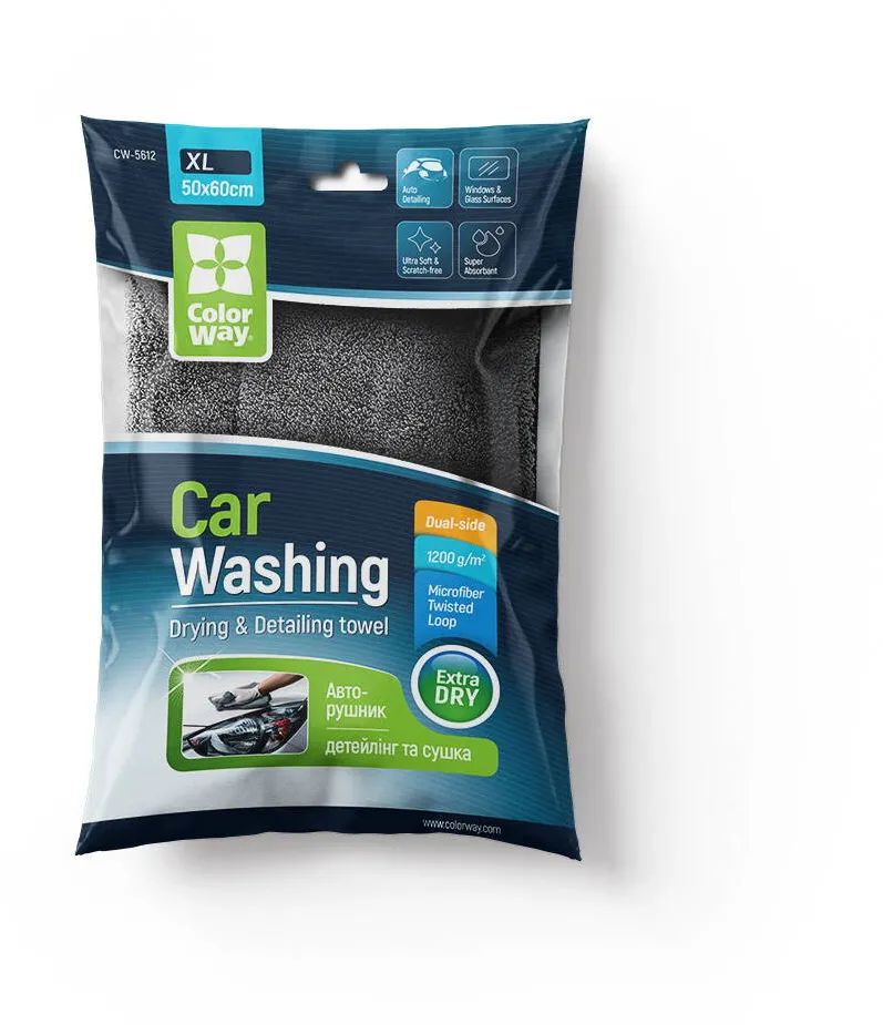 ColorWay Microfiber car universal Extra Dry 1200gsm 50х60cm gray