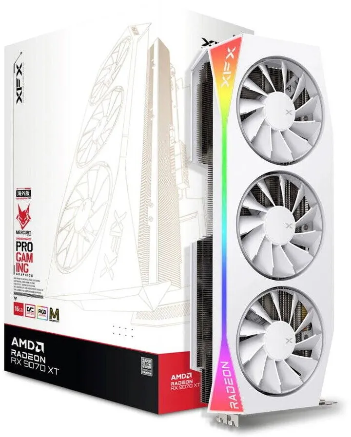 Placa Video XFX RX 9070XT Mercury Magnetic Air WHITE  16GB GDDR6 HDM