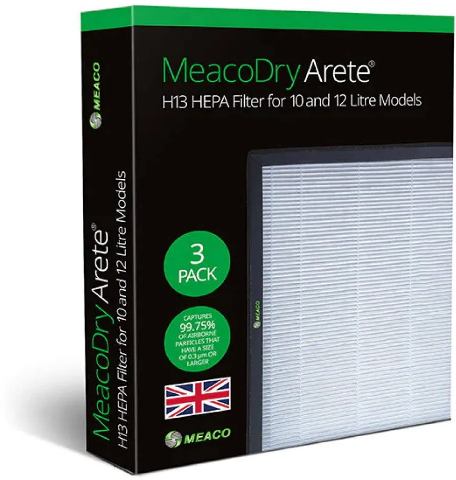 Meaco Filtre HEPA H13 pentru dezumidificatoare Arete 10L/12L, set 3 bucati, alb