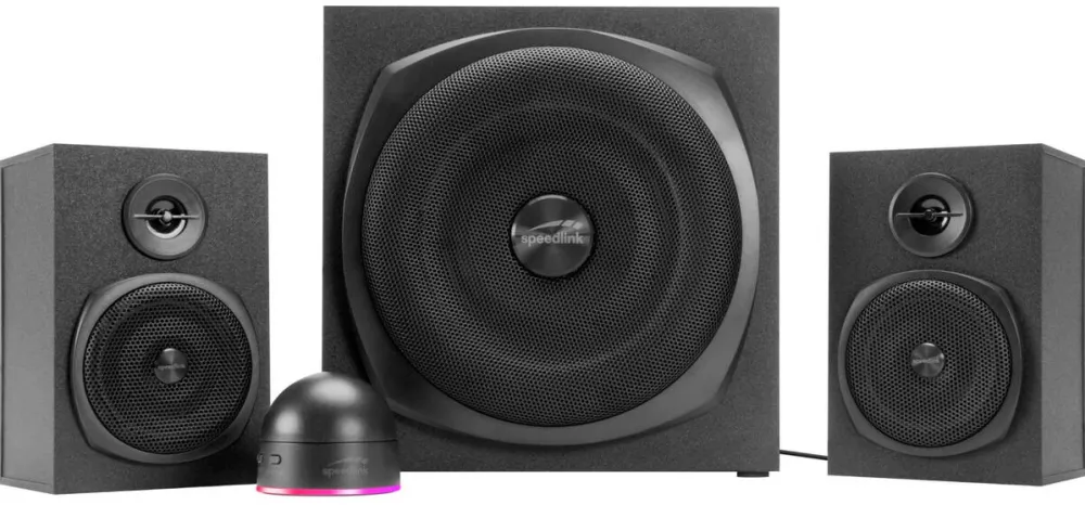 Boxe SpeedLink Difuzor portabil Speedlink Gravity LT 2.1, Bluetooth, subwoofer din lemn, negru, 80W