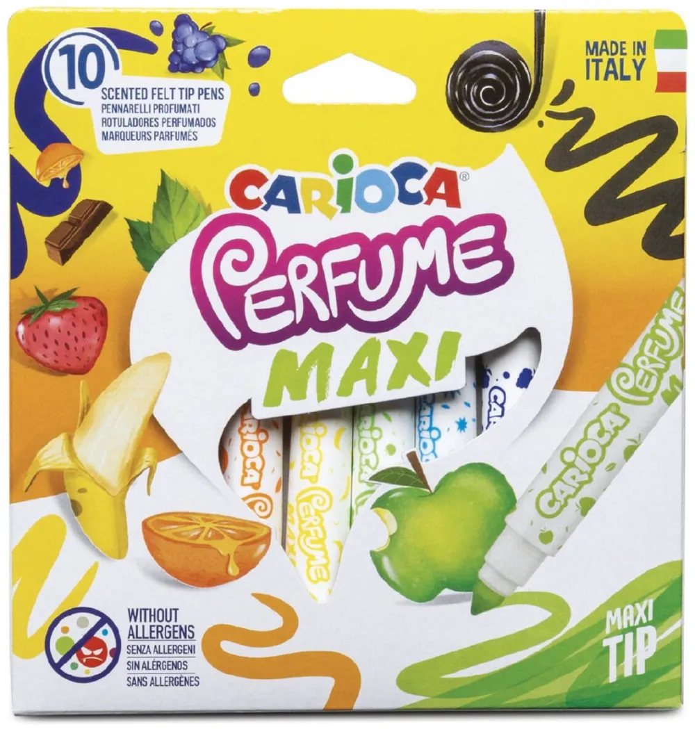 Carioca lavabila, parfumata, 10 culori/cutie, CARIOCA Perfume Maxi