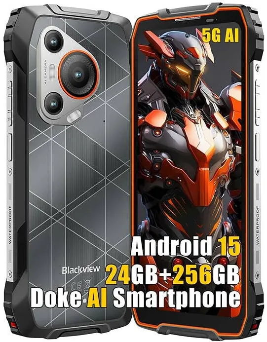 Smartphone Blackview Telefon mobil Blackview BL7000, 5G, 6.78" FHD+, 24GB RAM(8GB + 16GB extensibili), 256GB ROM, Android 15, 7500mAh, 8 cores, Dual SIM, Arm Mali-G57 MC2, NFC/Amprenta/caracteristici faciale, Portocaliu