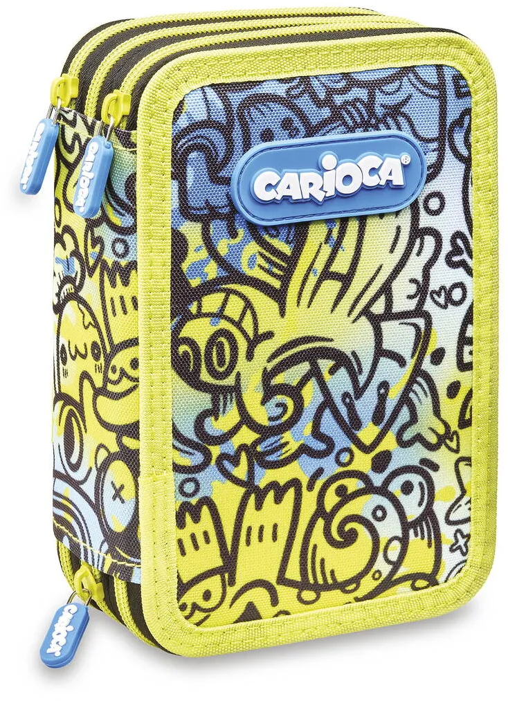 Carioca Penar echipat cu 2 compartimente Carioca Comics, bleu-galben