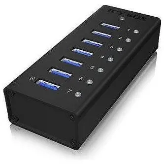 Docking Station Icy Box Hub Raidsonic, 7 porturi, Interfata USB-A, 1 port incarcare IB-AC618, Negru, ICY BOX