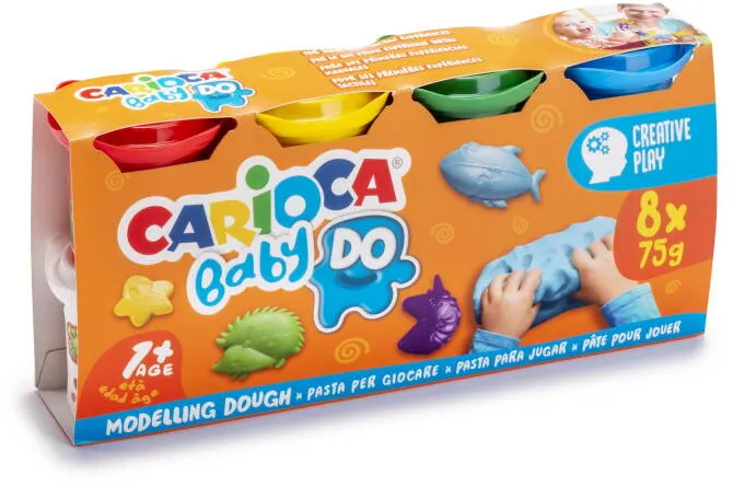 Carioca Plastilina, 8 culori x 75 g/set, CARIOCA Baby