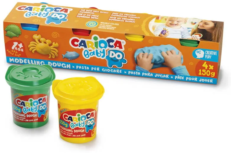 Carioca Plastilina, 4 culori x 150 gr./set, CARIOCA Baby