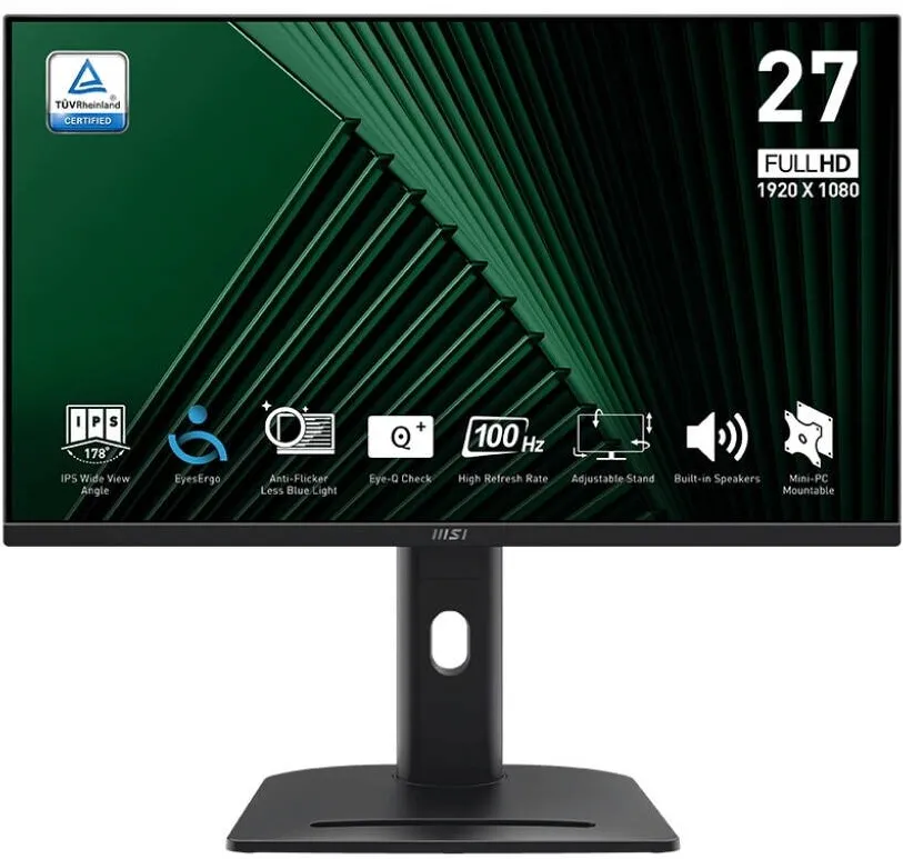 Monitor MSI Monitor MSI PRO MP275PG 27", IPS, 100Hz, negru, 612x561x227mm