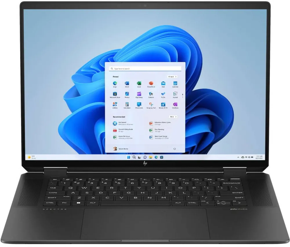 Laptop HP HP Spectre x360 16-aa0233nw Intel Core Ultra 7 155H, 2-in-1 convertible, 40.6 cm (16"), 3K touchscreen, 16 GB LPDDR5x-SDRAM, 1 TB SSD, NVIDIA GeForce RTX 4050, Wi-Fi 7 (802.11be), Windows 11 Pro, AI PC, Black