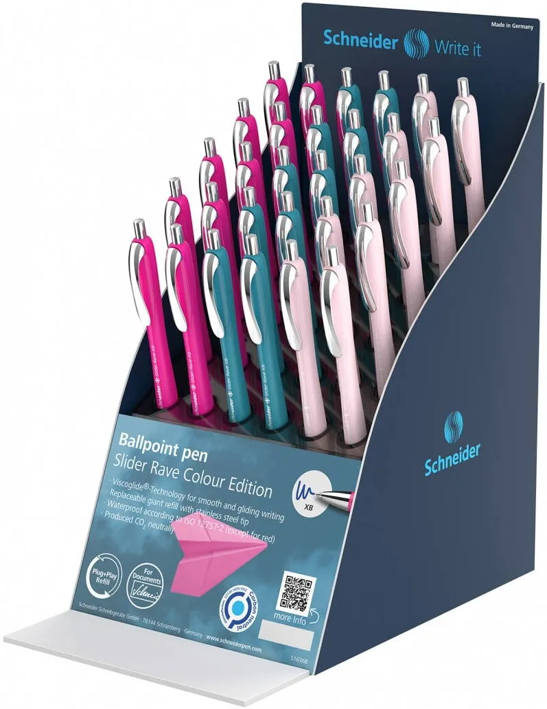 Schneider Display SCHNEIDER Slider Rave XB, 30 pixuri - (10 x power pink, 10 x teal, 10 x pearl)