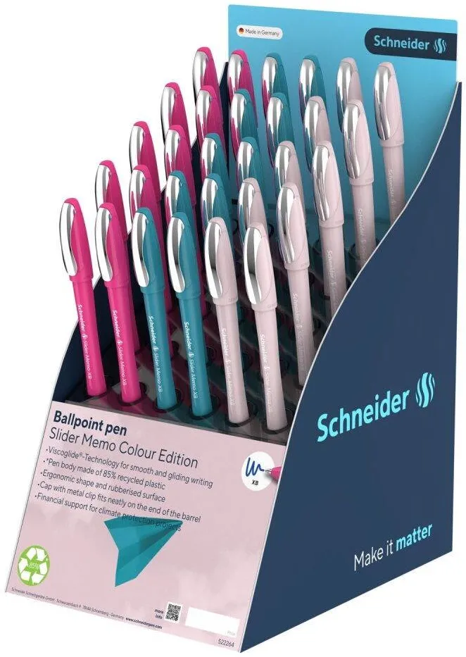 Schneider Display SCHNEIDER Slider Memo XB, 30 pixuri - (10 x power pink, 10 x teal, 10 x pearl)