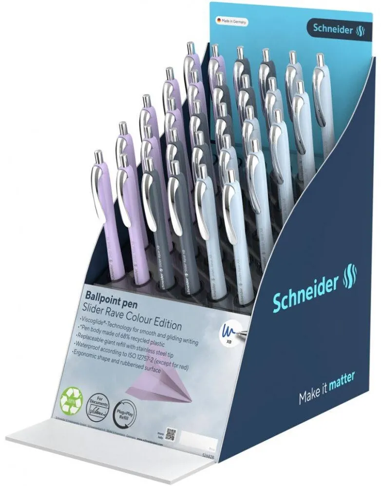Schneider Display SCHNEIDER Slider Rave XB, 30 pixuri - (10 x arctic, 10 x urban grey, 10 x blossom)