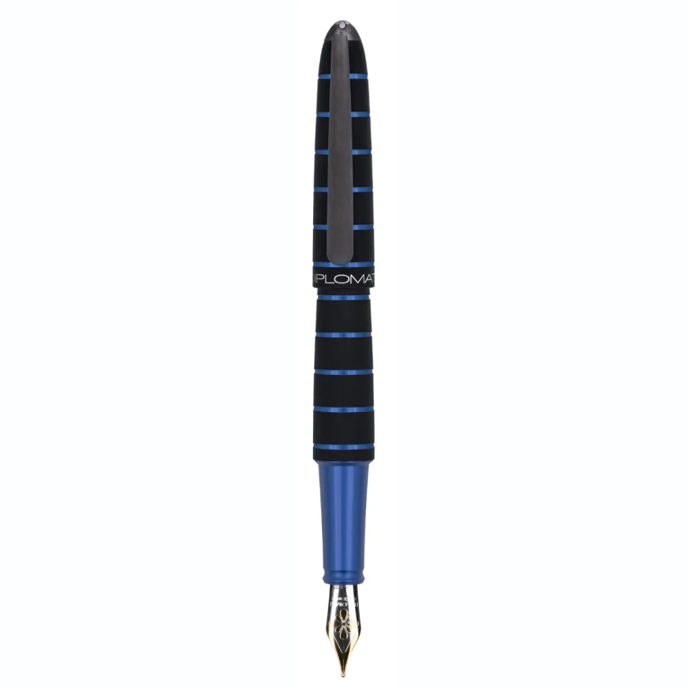 Stilou Diplomat Elox Ring penita M aurita 14kt negru-albastru
