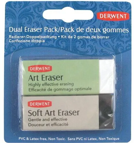 DERWENT Radiera DERWENT Professional, 2 buc/set, patrata, alba - uz general si neagra - eficienta ridicata