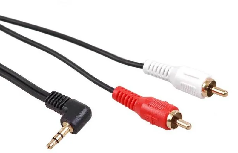 MACLEAN Jack 3.5 mm Male - 2x RCA Male, 1m, conector 90 grade, negru